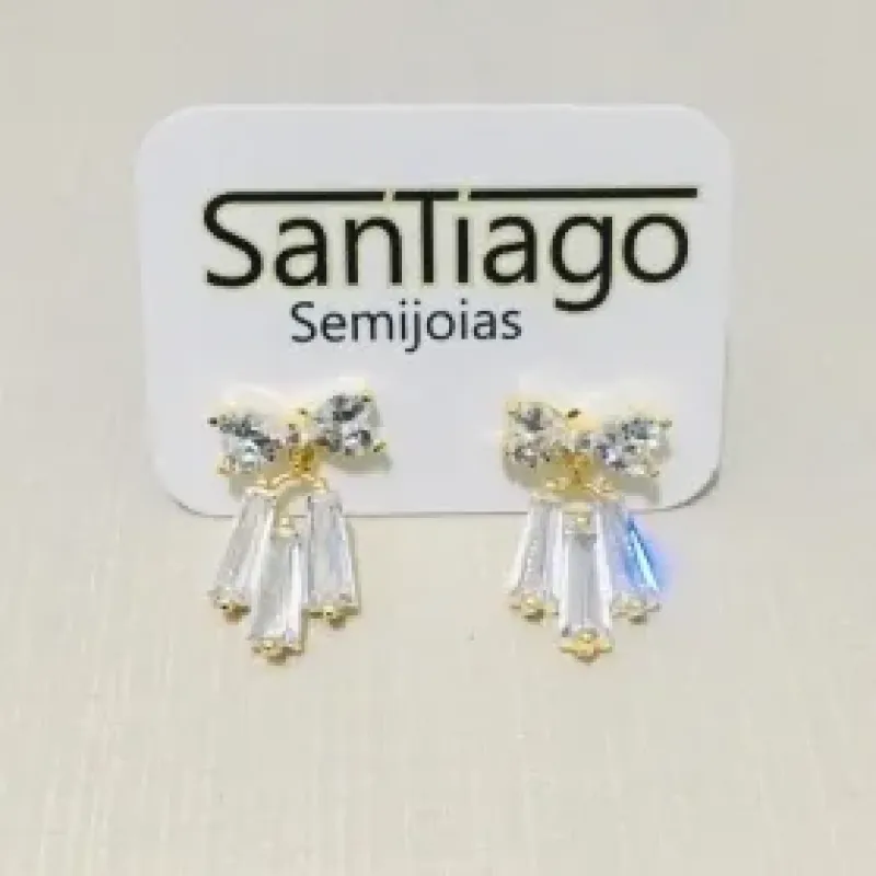 BRINCO LAÇO STRASS COM ZIRCÔNIA PENDUREZA