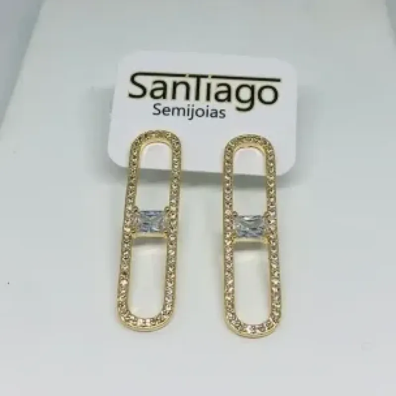 BRINCO OVAL LONGO MICROZIRCÔNIA GRANDE