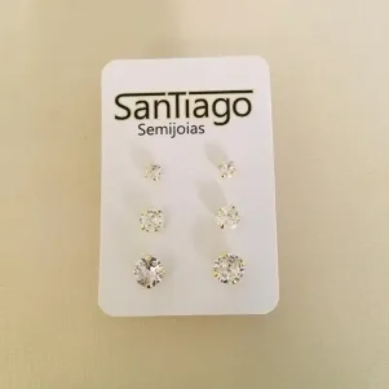 BRINCO TRIO STRASS DOURADO
