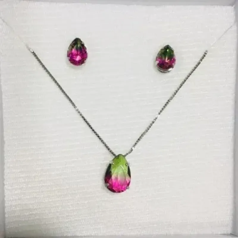 CONJUNTO RAINBOW GOTA RÓDIUM 