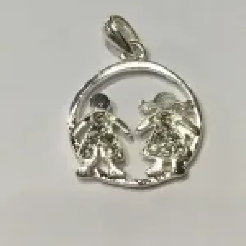 PINGENTE CASAL PEDRA CHECA BANHO DE PRATA