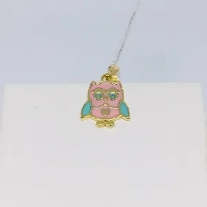 PINGENTE CORUJA ROSA RESINA 