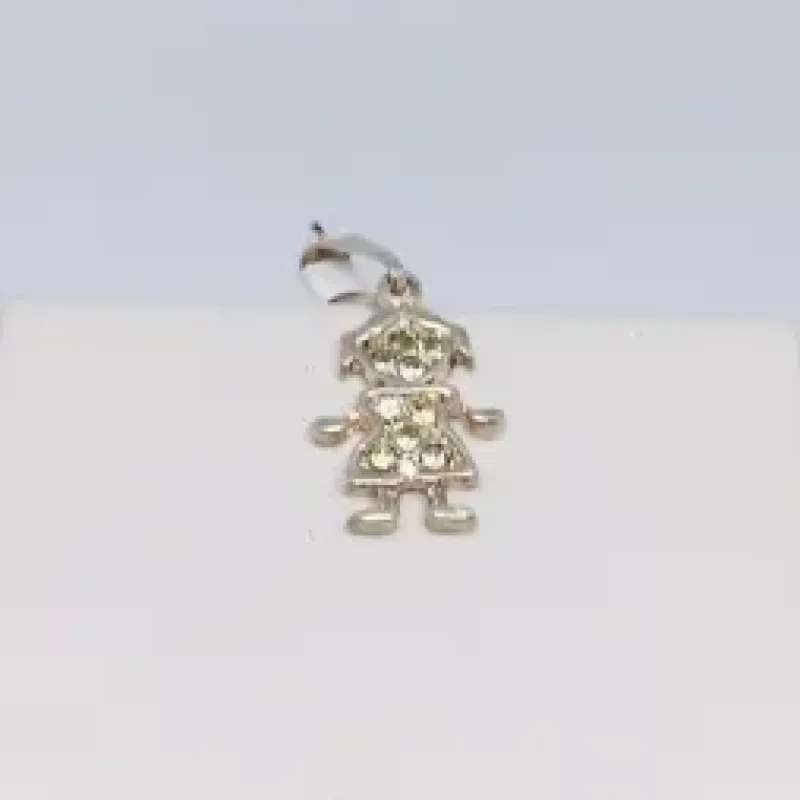 PINGENTE MENINA PEDRA CHECA BANHO DE PRATA