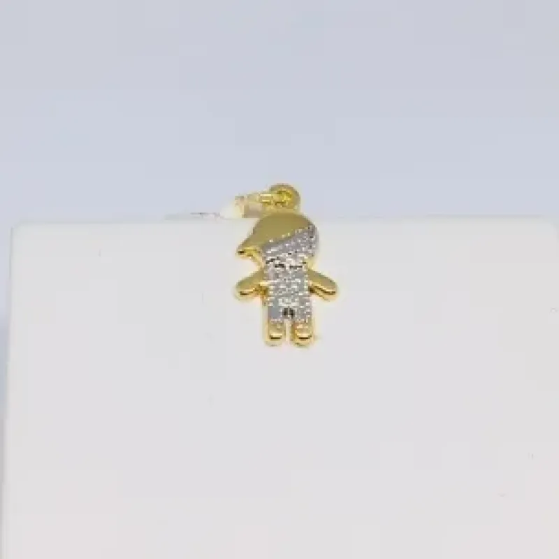PINGENTE MENINO DE BONÉ RODIUM DOURADO