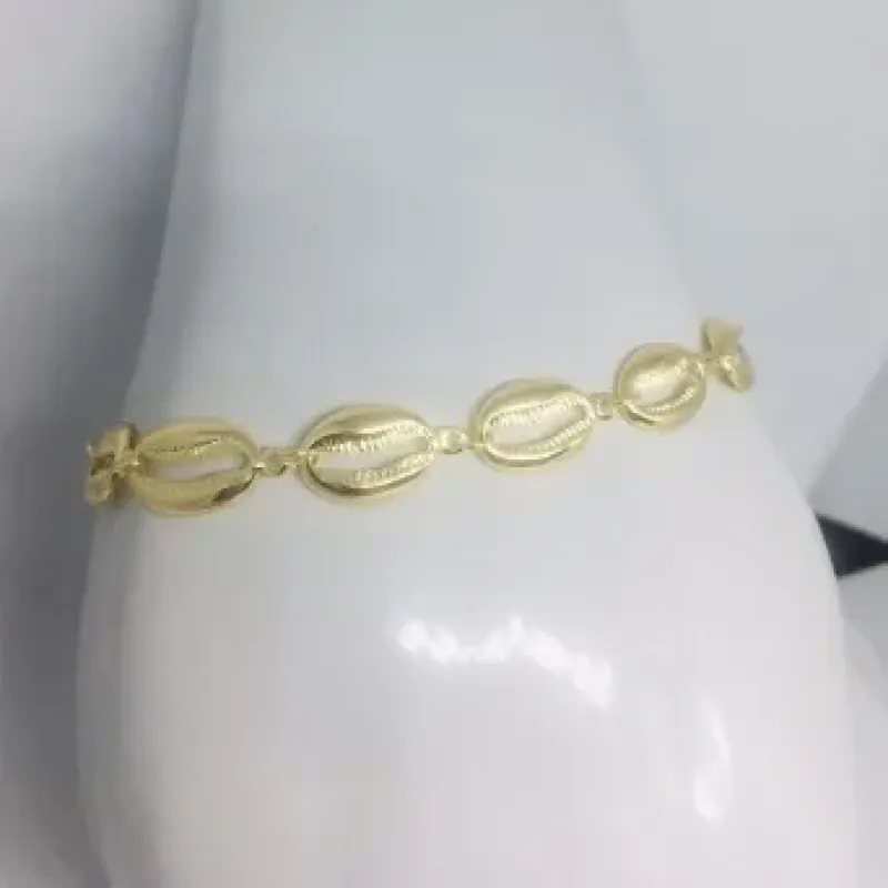 PULSEIRA FEMININA BÚZIOS DOURADA 22 CM