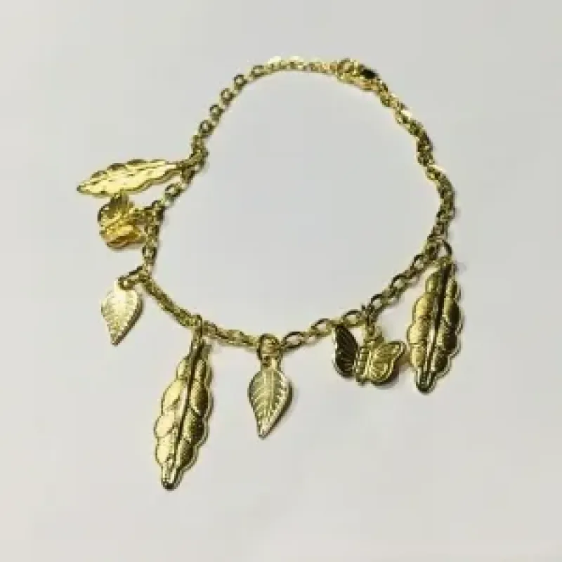 PULSEIRA FEMININA FOLHA LONGA DOURADA 19 CM