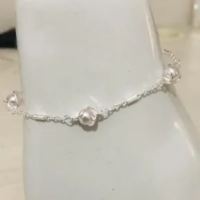 PULSEIRA PÉROLA REPOLHO BANHO DE PRATA