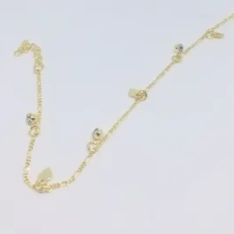 TORNOZELEIRA CORAÇÃO COM STRASS DOURADO