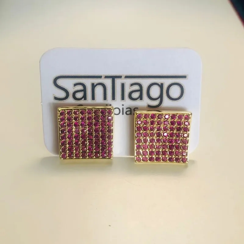 BRINCO ROSA QUADRADO CRAVEJADO PH
