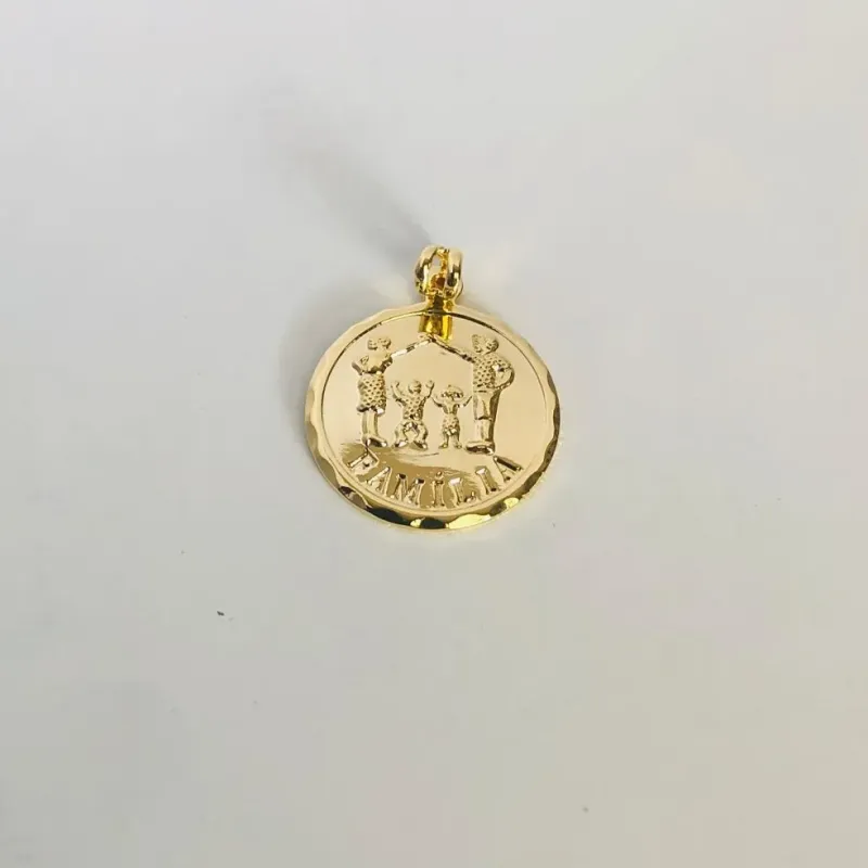 PINGENTE MEDALHA FAMÍLIA LISO PEQUENO DOURADO