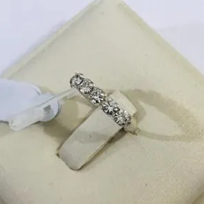 ANEL 5 PEDRAS STRASS BANHO DE PRATA