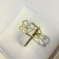 ANEL CORAÇÃO TRABALHADO COM ZIRCÔNIA DOURADO