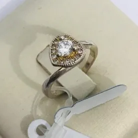 ANEL CORAÇÃOZINHO CRAVEJADO MICROZIRCONIA BANHO DE PRATA