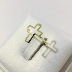 ANEL CRUZ VAZADO DOURADO