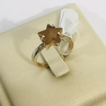 ANEL ESTRELA PEDRA BEGE BANHO DE PRATA