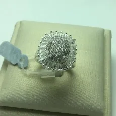 ANEL GRANDE QUADRADO MICROZIRCONIA BANHO DE PRATA