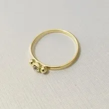 ANEL INFANTIL STRASS E DUAS BOLINHAS DOURADO
