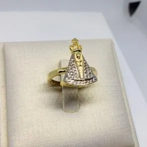 ANEL NOSSA SENHORA COM RÓDIUM FERR BANHO DE PRATA