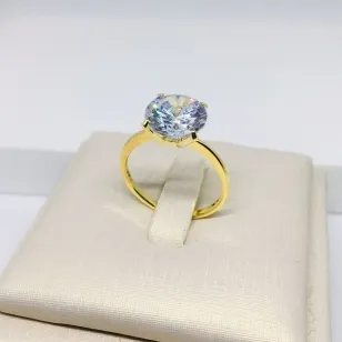 ANEL SOLITÁRIO PEDRA BAIXA ZIRCÔNIA GRANDE 9 BTZ 
