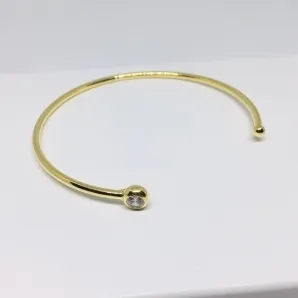 BRACELETE FEMININO REGULÁVEL BOLINHA E ZIRCÔNIA 