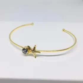 BRACELETE FEMININO REGULÁVEL ESTRELA DO MAR ZIRCÔNIA