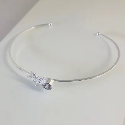 BRACELETE FEMININO REGULÁVEL ESTRELA DO MAR ZIRCÔNIA