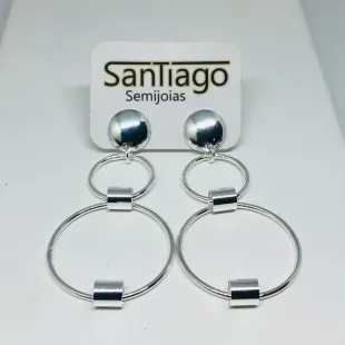 BRINCO 2 ESFÉRICOS PENDUREZA GRANDE ADNY BANHO DE PRATA
