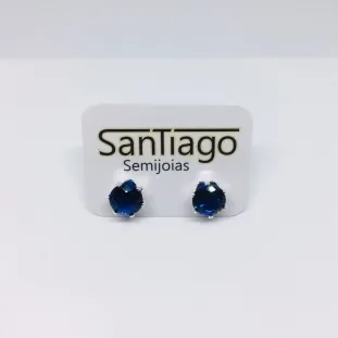 BRINCO 6 GARRAS PEDRINHA AZUL N5 BANHO DE PRATA
