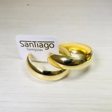 BRINCO ARGOLA LISA GROSSA ATARRACHADA N4 DOURADO