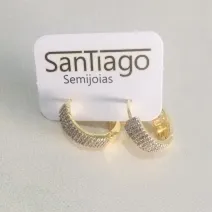 BRINCO ARGOLINHA ARTICULADA 4 FILEIRAS GRANDE MICROZIRCONIA 