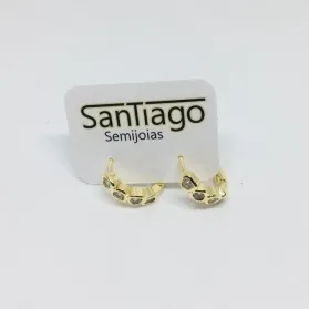 BRINCO ARGOLINHA CLICK 4 CORAÇÕES ZIRCÔNIA DOURADO