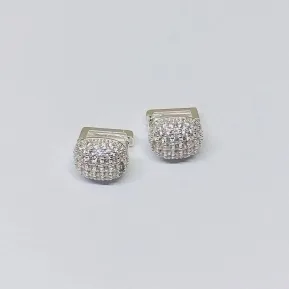 BRINCO ARGOLINHA CLICK QUADRADO MICROZIRCÔNIA BANHO DE PRATA