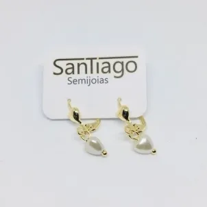 BRINCO ARGOLINHA COM PÉROLA PENDUREZA ADNY