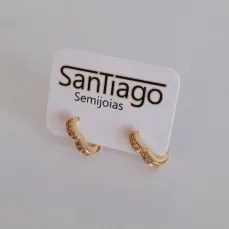 BRINCO ARGOLINHA FORMATO CORAÇÃO MICROZIRCÔNIA PEQUENODOURADO