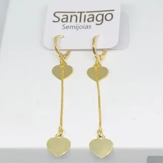 BRINCO ARGOLINHA TRANQUETA CORAÇÃO PENDUREZA LISO ADNY