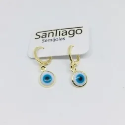 BRINCO ARGOLINHA TRANQUETA OLHO GREGO AZUL ADNY