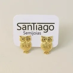 BRINCO CORUJA GRANDE DOURADO