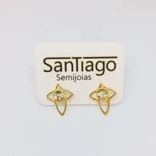 BRINCO DE CRUZ VAZADO COM STRASS PEQUENO FTQ