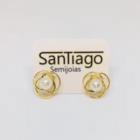 BRINCO FLOR COM PÉROLA 3 LANCES FTQUE