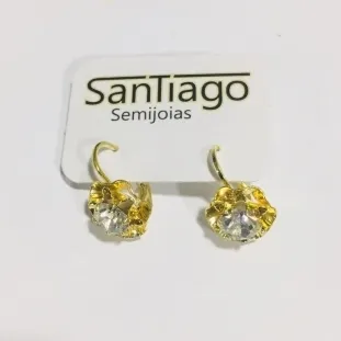 BRINCO GANCHO FLOR DOURADO
