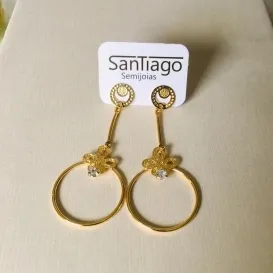 BRINCO HASTE E ESFÉRICO COM STRASS DOURADO