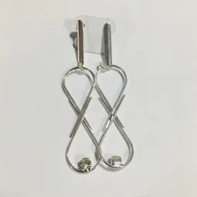 BRINCO INFINITO LONGO COM STRASS PENDUREZA BANHO DE PRATA