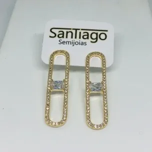 BRINCO OVAL LONGO MICROZIRCÔNIA GRANDE