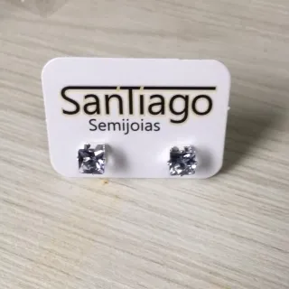 BRINCO PEDRA QUADRADA CORES VARIADAS BANHO DE PRATA