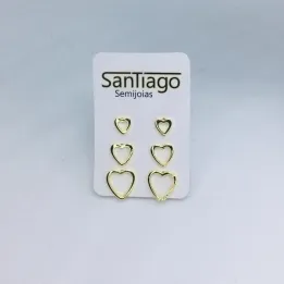 BRINCO TRIO CORAÇÃO VAZADO ADNY