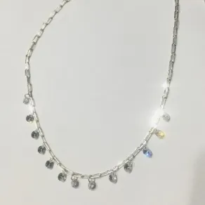 COLAR CHOKER 13 PEDRAS DE ZIRCONIA BANHO DE PRATA 40 CM