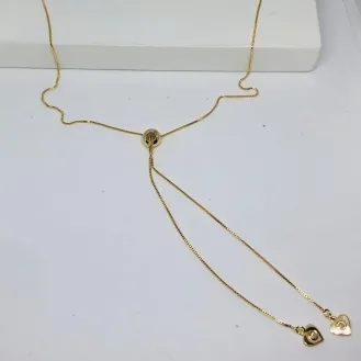 COLAR GRAVATINHA CORAÇÃO COM PEDRA 66 CM FBNA