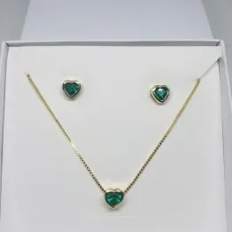 CONJUNTO CORAÇÃO ZIRCÔNIA VÁRIAS CORES PH