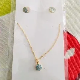 CONJUNTO FLOR ROSA DOURADO 