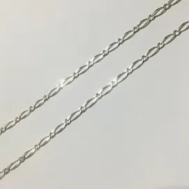 CORRENTE 3MM FÍGARO UM ELO FINA BANHO DE PRATA 70 CM